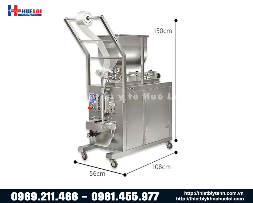 Hình ảnh kích thước máy đóng túi chất lỏng chứa tạp chất có cánh khuấy