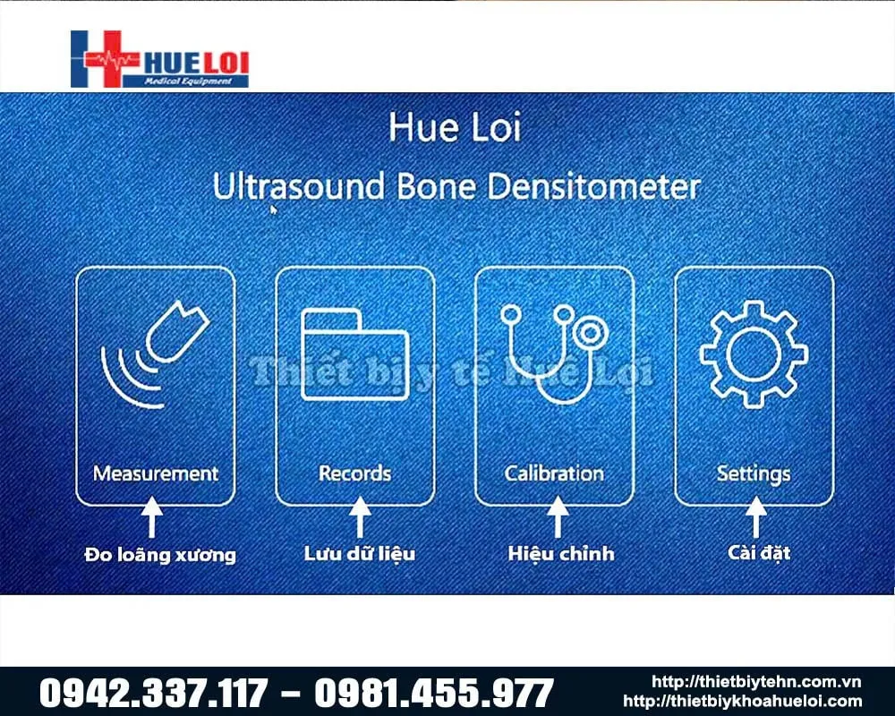Giao diện màn hình máy đo mật độ xương BMD-A1
