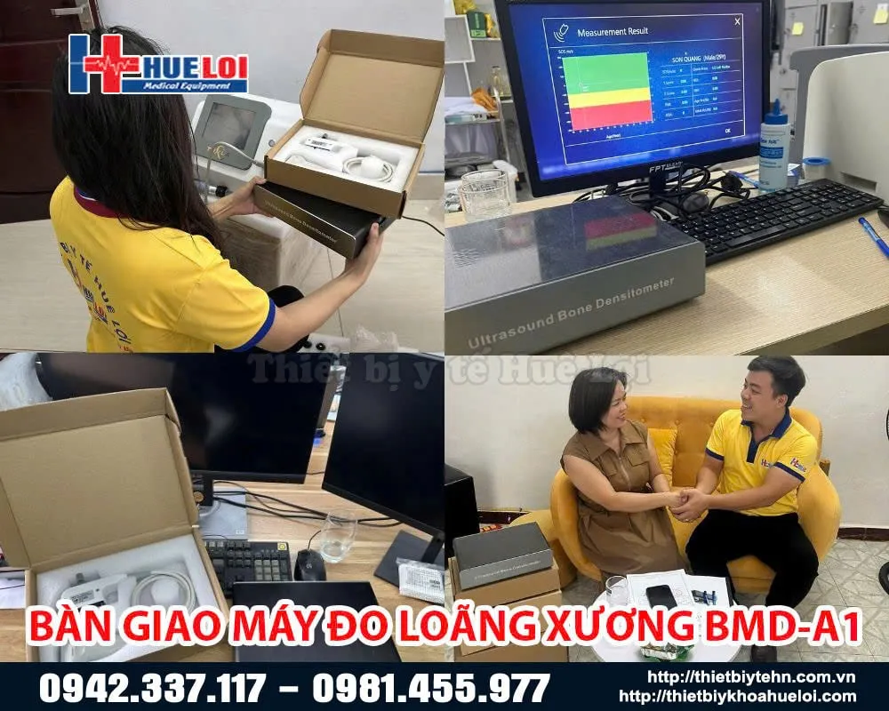 Hình ảnh bàn giao máy đo mật độ loãng xương BMD-A1