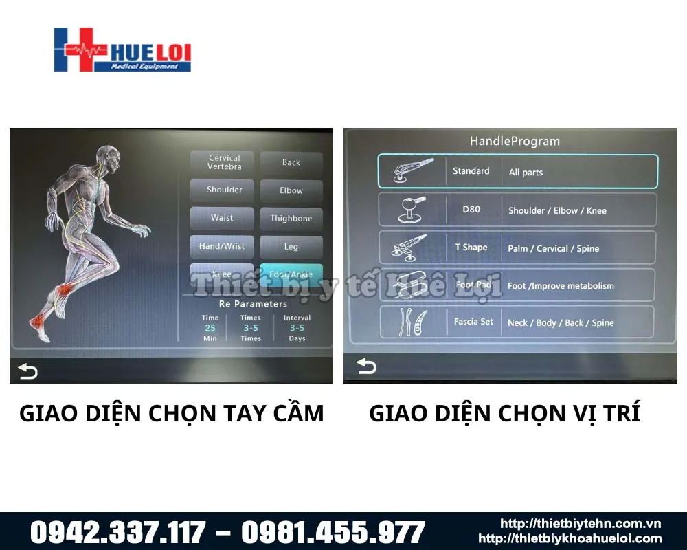 Giao diện điều chỉnh máy TECAR trị liệu