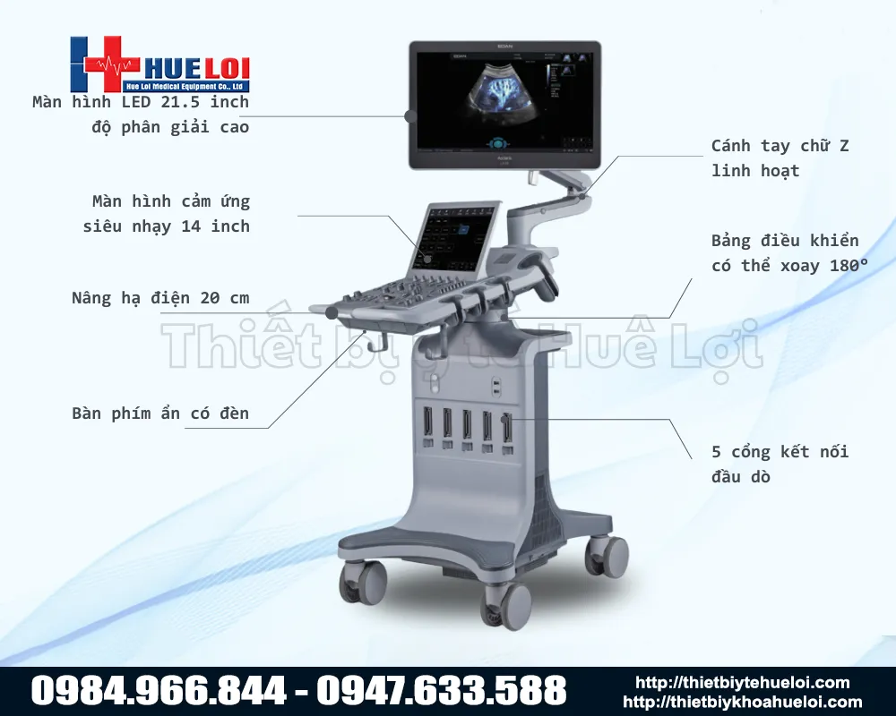 Cấu hình máy siêu âm edan lx85 Thiết kế máy siêu âm bàn đẩy EDAN LX85 tối ưu cho công năng sử dụng