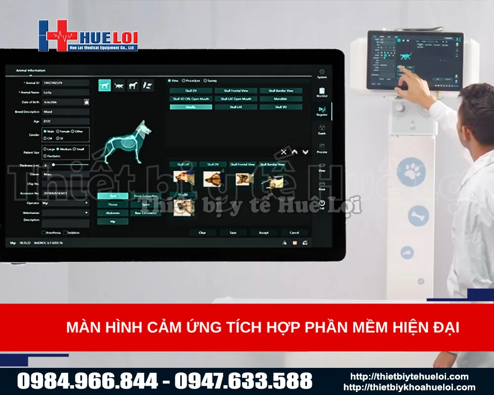 Màn hình thao tác trên máy X quang chẩn đoán cho động vật