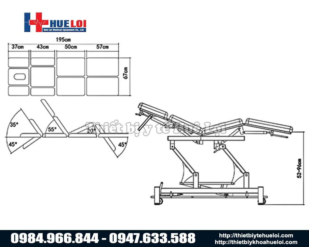 Thông số kỹ thuật giường nắn chỉnh cột sống toàn thân đa tư thế