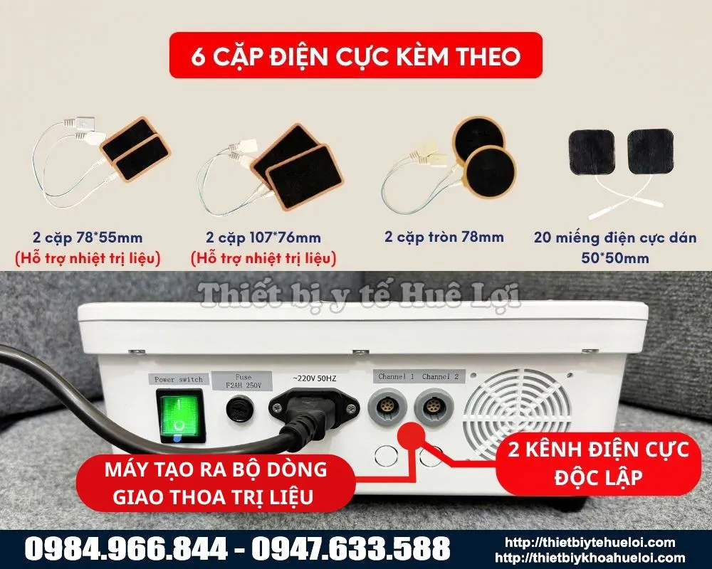 Phụ kiện máy điện xung giao thoa 2 kênh độc lập giá rẻ