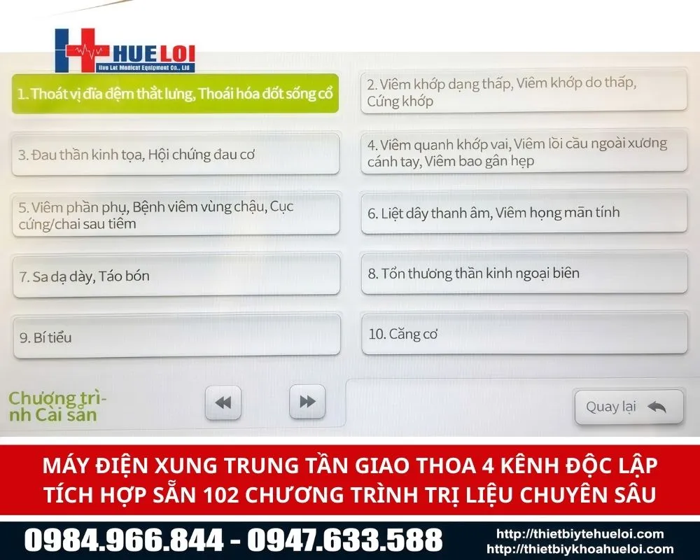 Máy điện xung trung tần hp-zp30 có 102 chương trình trị liệu chuyên sâu
