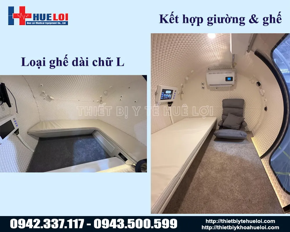 Buồng oxy tăng áp mẫu giường nằm điều trị cho nhiều người
