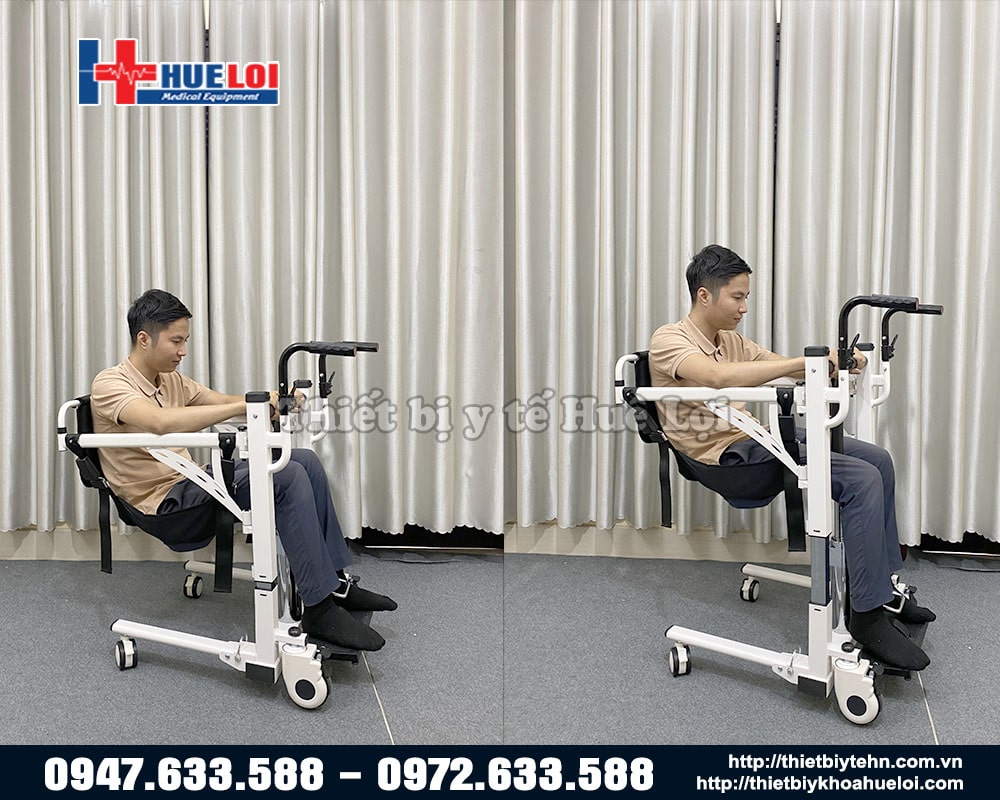 Xe lăn nâng hạ bệnh nhân bằng địu